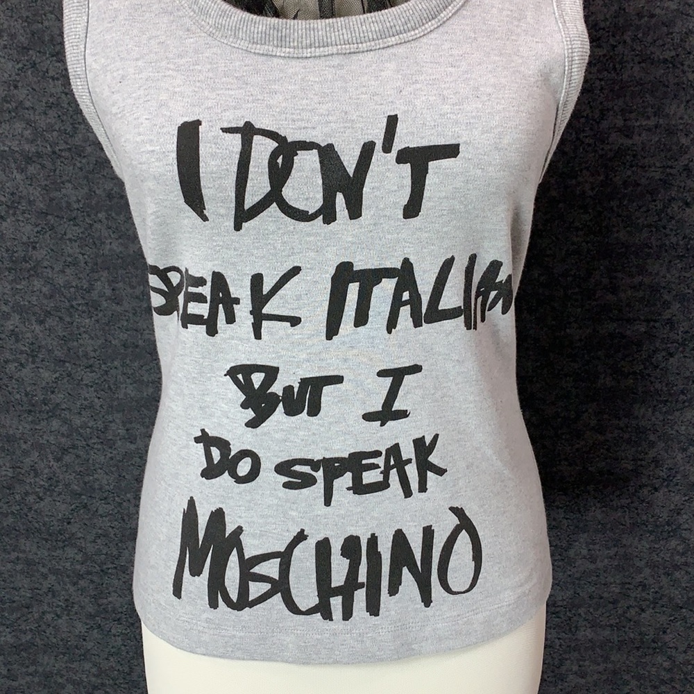 Moschino  Couture “I don’t speak Italian… gray top - Picture 2 of 8
